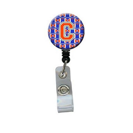 CAROLINES TREASURES Letter C Football Green, Blue and Orange Retractable Badge Reel CJ1083-CBR